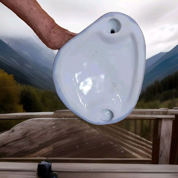 Porcelain Smiling Circus Clown And Dog Figurine 8.75" Tall 4.25" Wide Blue White - Picture 8 of 10